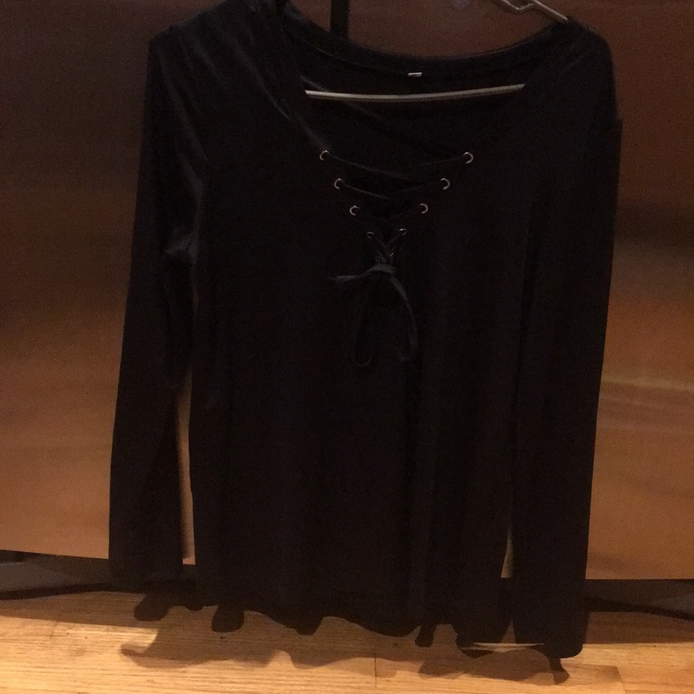 Women’s lace u top black size xlarge euc - Picture 1 of 7
